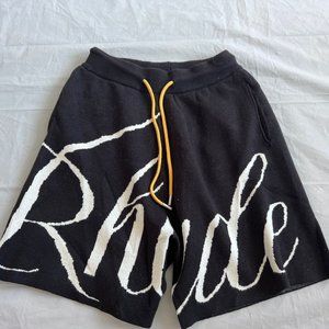 Rhude Men's Black Logo Elastic Waist Drawstring Pull-On Shorts Size M
